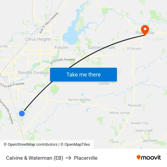 Calvine & Waterman (EB) to Placerville map
