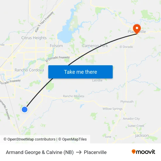 Armand George & Calvine (NB) to Placerville map