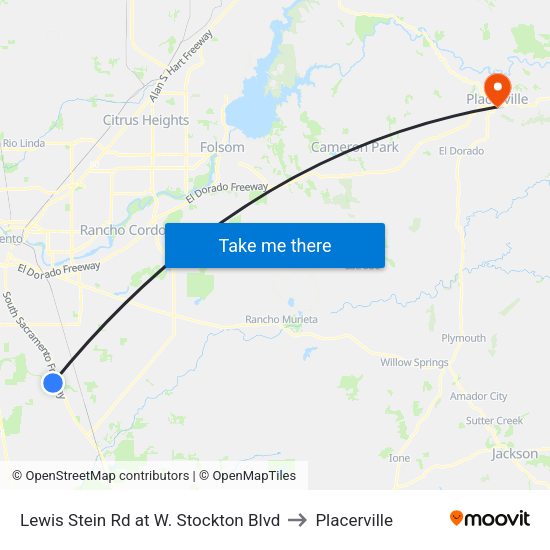 Lewis Stein Rd at W. Stockton Blvd to Placerville map