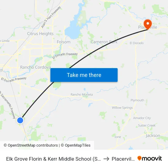 Elk Grove Florin & Kerr Middle School (SB) to Placerville map