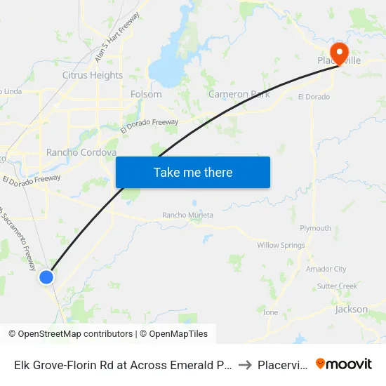 Elk Grove-Florin Rd at Across Emerald Park to Placerville map