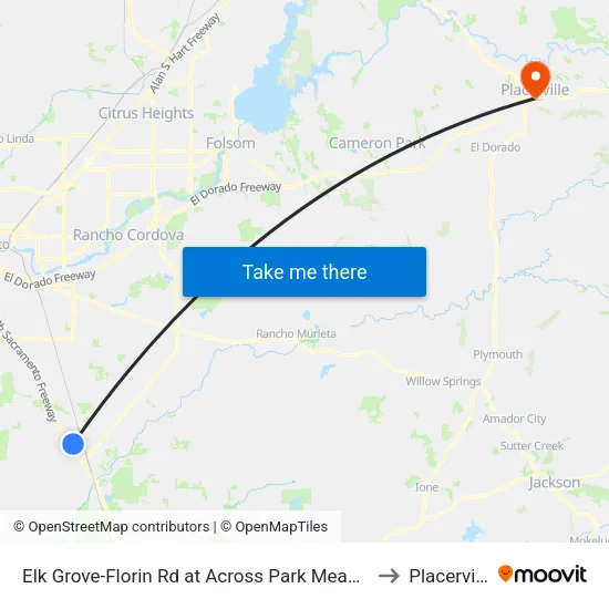 Elk Grove-Florin Rd at Across Park Meadows to Placerville map