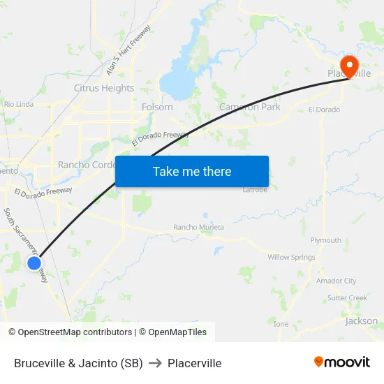 Bruceville & Jacinto (SB) to Placerville map