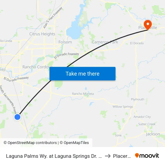 Laguna Palms Wy. at Laguna Springs Dr. (City Hall) to Placerville map