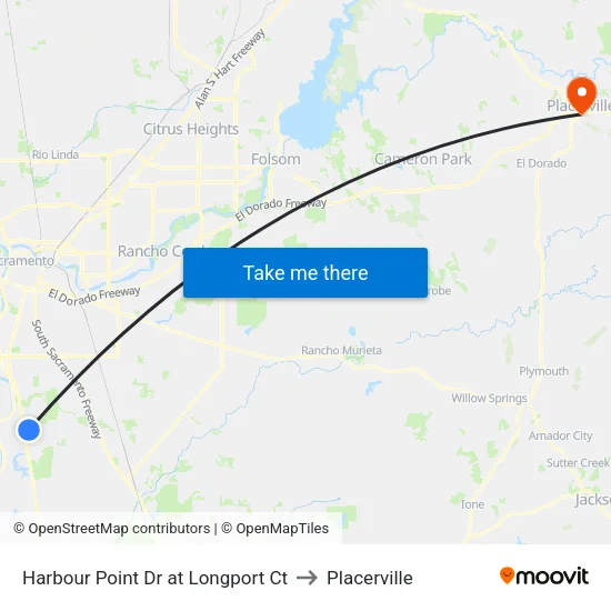 Harbour Point Dr at Longport Ct to Placerville map