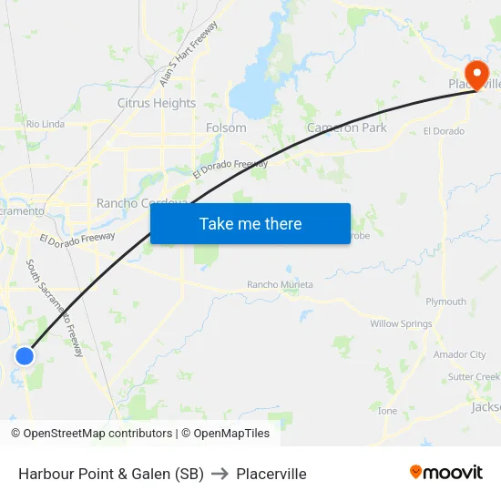 Harbour Point & Galen (SB) to Placerville map