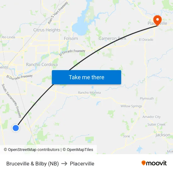 Bruceville & Bilby (NB) to Placerville map