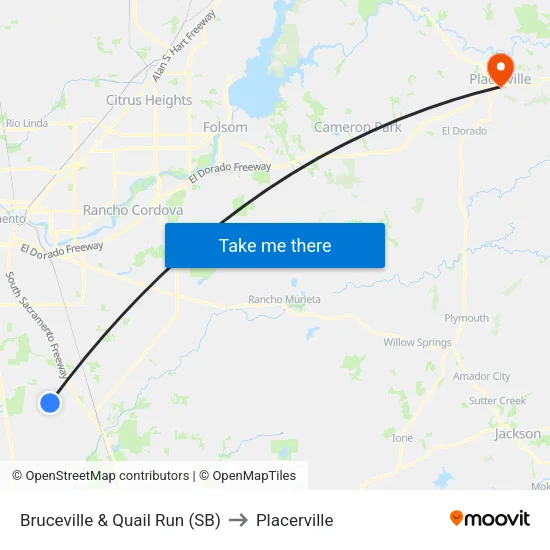 Bruceville & Quail Run (SB) to Placerville map