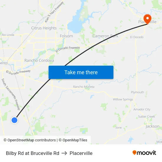 Bilby Rd at Bruceville Rd to Placerville map