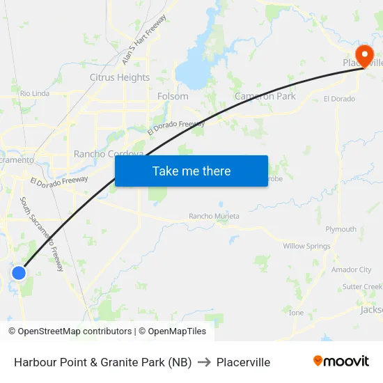 Harbour Point & Granite Park (NB) to Placerville map
