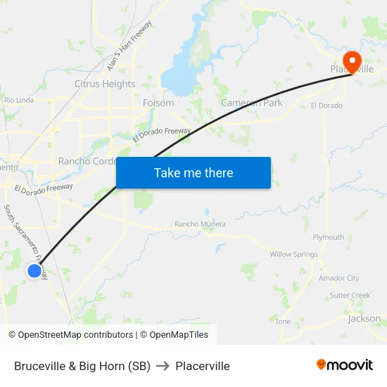 Bruceville & Big Horn (SB) to Placerville map