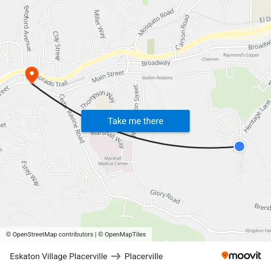 Eskaton Village Placerville to Placerville map