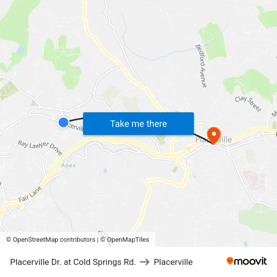 Placerville Dr. at Cold Springs Rd. to Placerville map