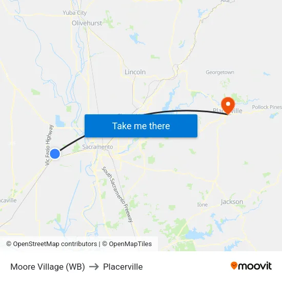 Moore Village (WB) to Placerville map