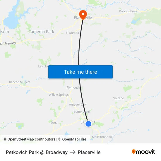 Petkovich Park @ Broadway to Placerville map