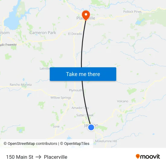 150 Main St to Placerville map
