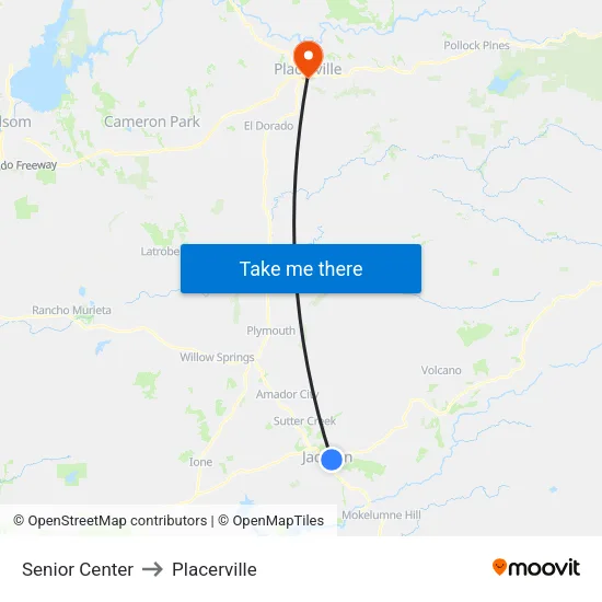 Senior Center to Placerville map