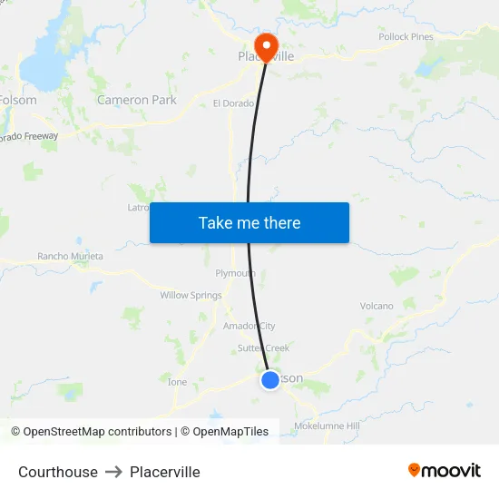 Courthouse to Placerville map