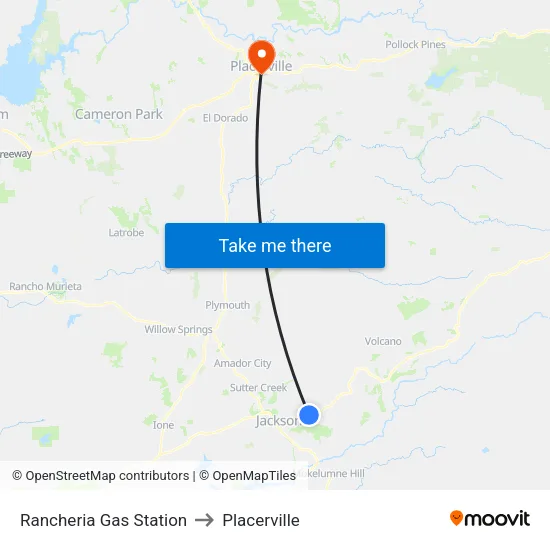 Rancheria Gas Station to Placerville map