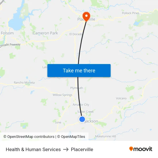 Health & Human Services to Placerville map