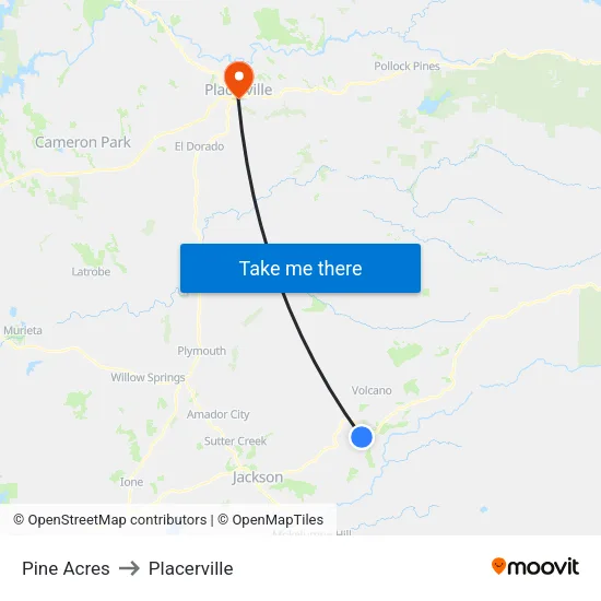Pine Acres to Placerville map