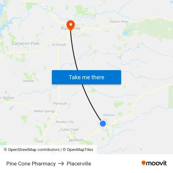 Pine Cone Pharmacy to Placerville map