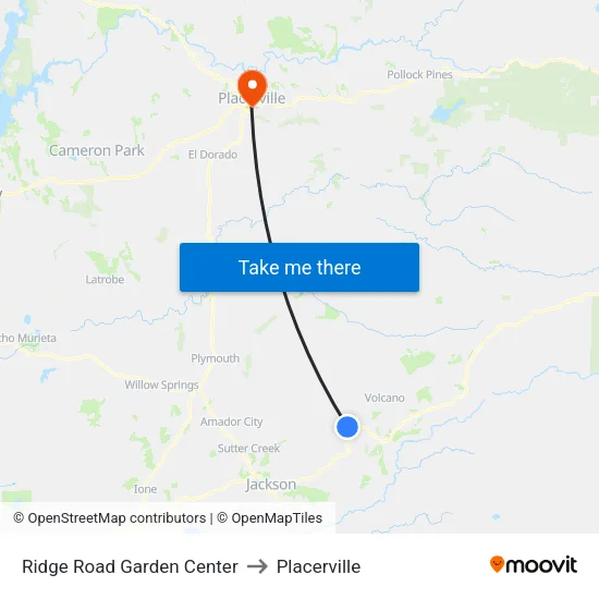 Ridge Road Garden Center to Placerville map