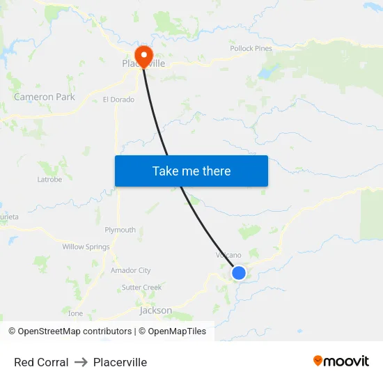 Red Corral to Placerville map