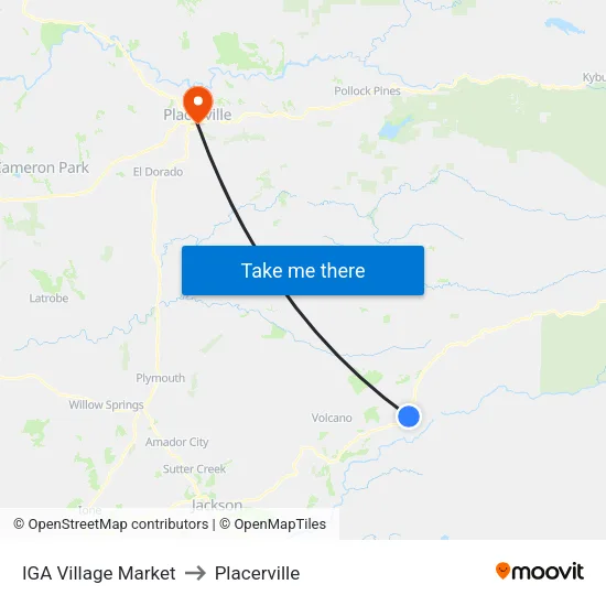 IGA Village Market to Placerville map
