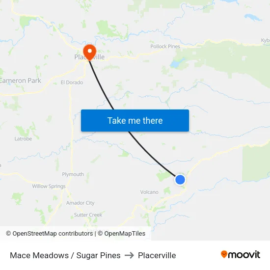 Mace Meadows / Sugar Pines to Placerville map