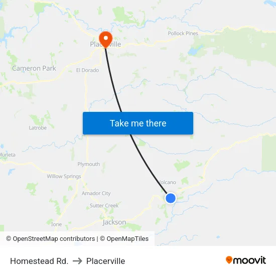 Homestead Rd. to Placerville map