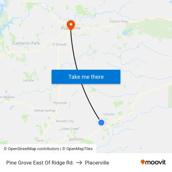 Pine Grove East Of Ridge Rd. to Placerville map