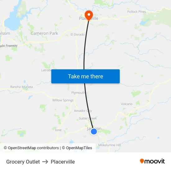 Grocery Outlet to Placerville map