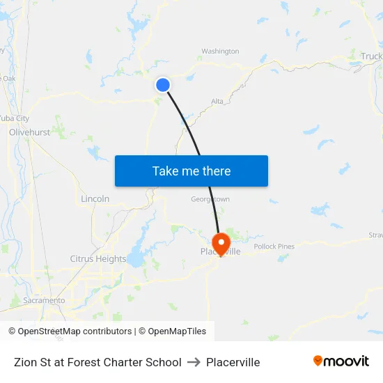 Zion St at Forest Charter School to Placerville map