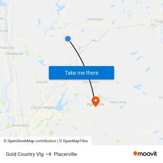 Gold Country Vlg to Placerville map
