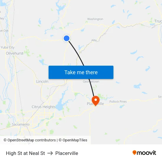 High St at Neal St to Placerville map