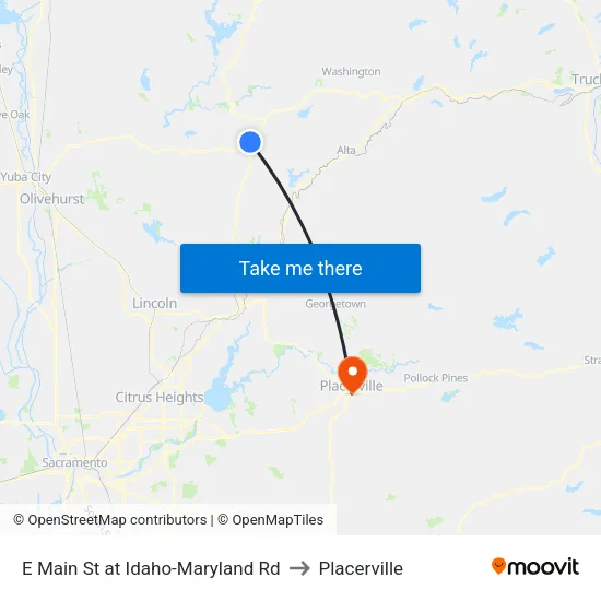 E Main St at Idaho-Maryland Rd to Placerville map