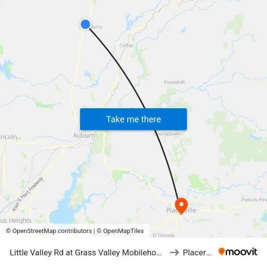 Little Valley Rd at Grass Valley Mobilehome Village to Placerville map