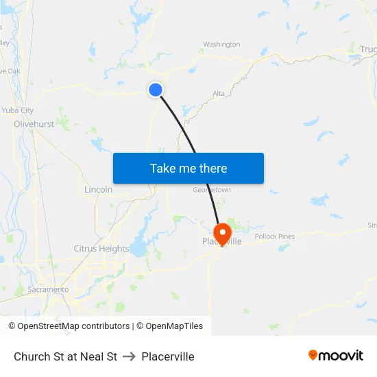 Church St at Neal St to Placerville map