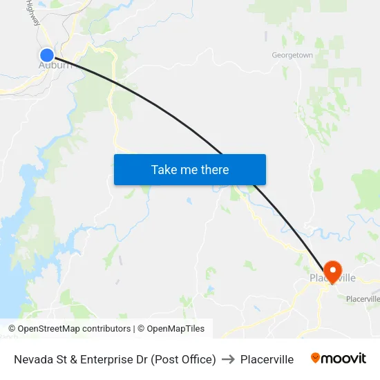 Nevada St & Enterprise Dr (Post Office) to Placerville map