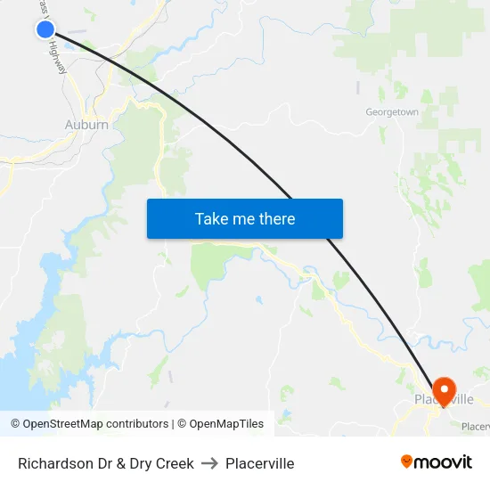 Richardson Dr & Dry Creek to Placerville map