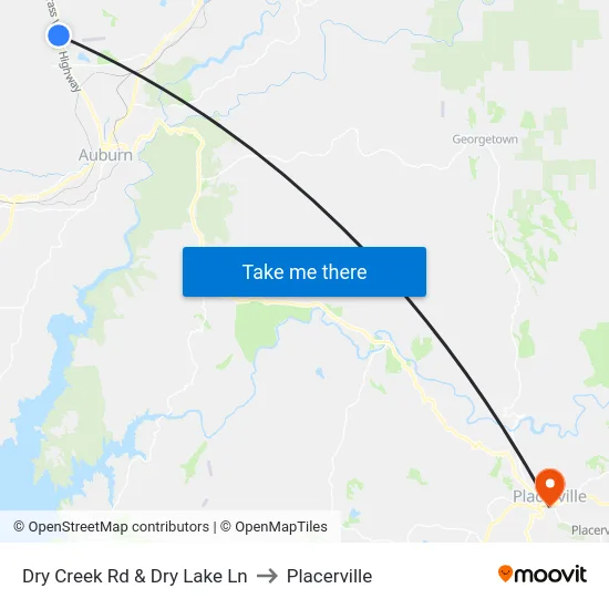 Dry Creek Rd & Dry Lake Ln to Placerville map