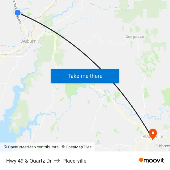 Hwy 49 & Quartz Dr to Placerville map
