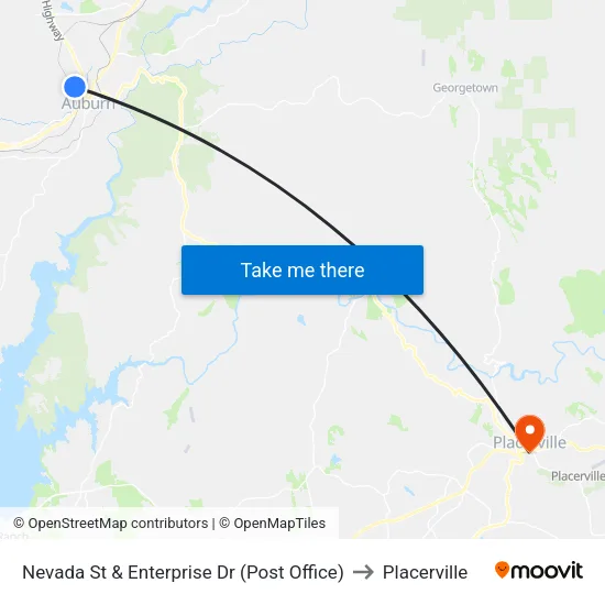 Nevada St & Enterprise Dr (Post Office) to Placerville map