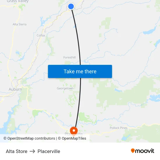 Alta Store to Placerville map