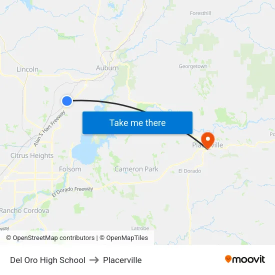 Del Oro High School to Placerville map