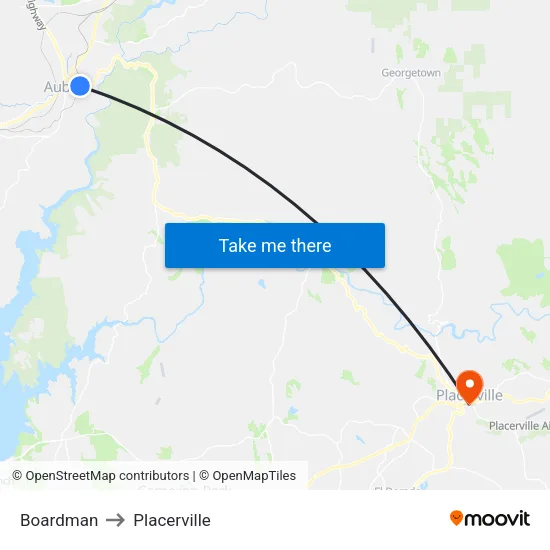 Boardman to Placerville map