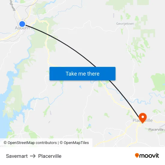 Savemart to Placerville map
