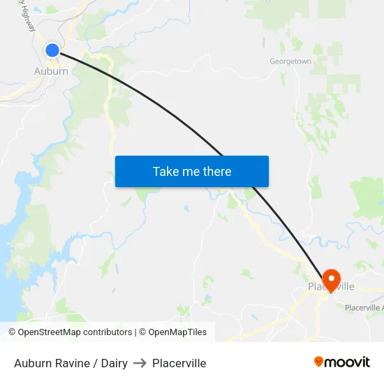 Auburn Ravine / Dairy to Placerville map