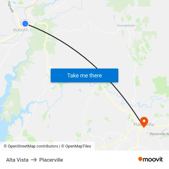 Alta Vista to Placerville map